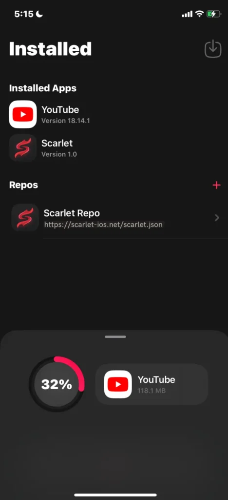 YouTube Premium Apk on Scarlet iOS